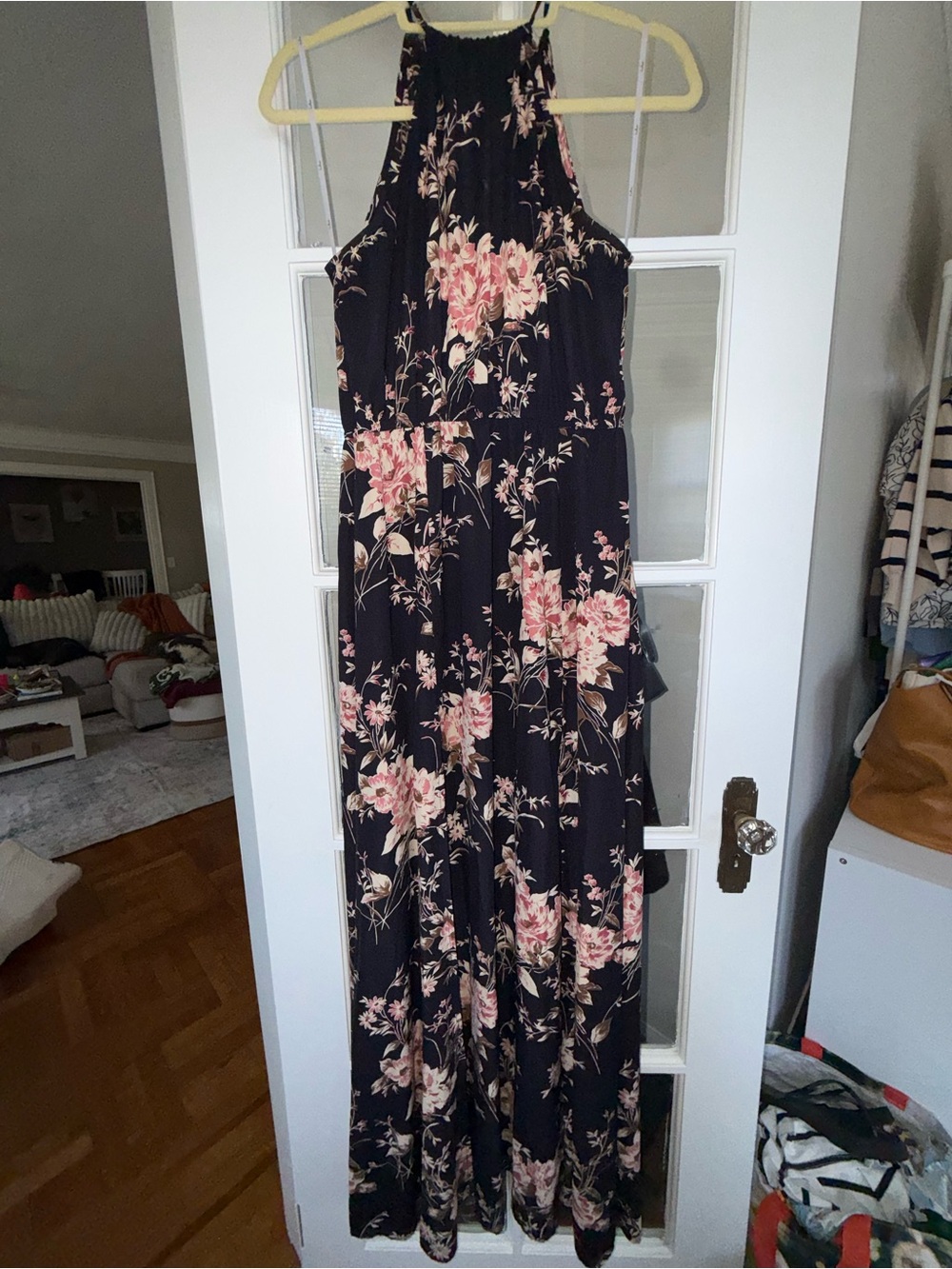 Lulu's Navy Maxi Dress with Pink Floral